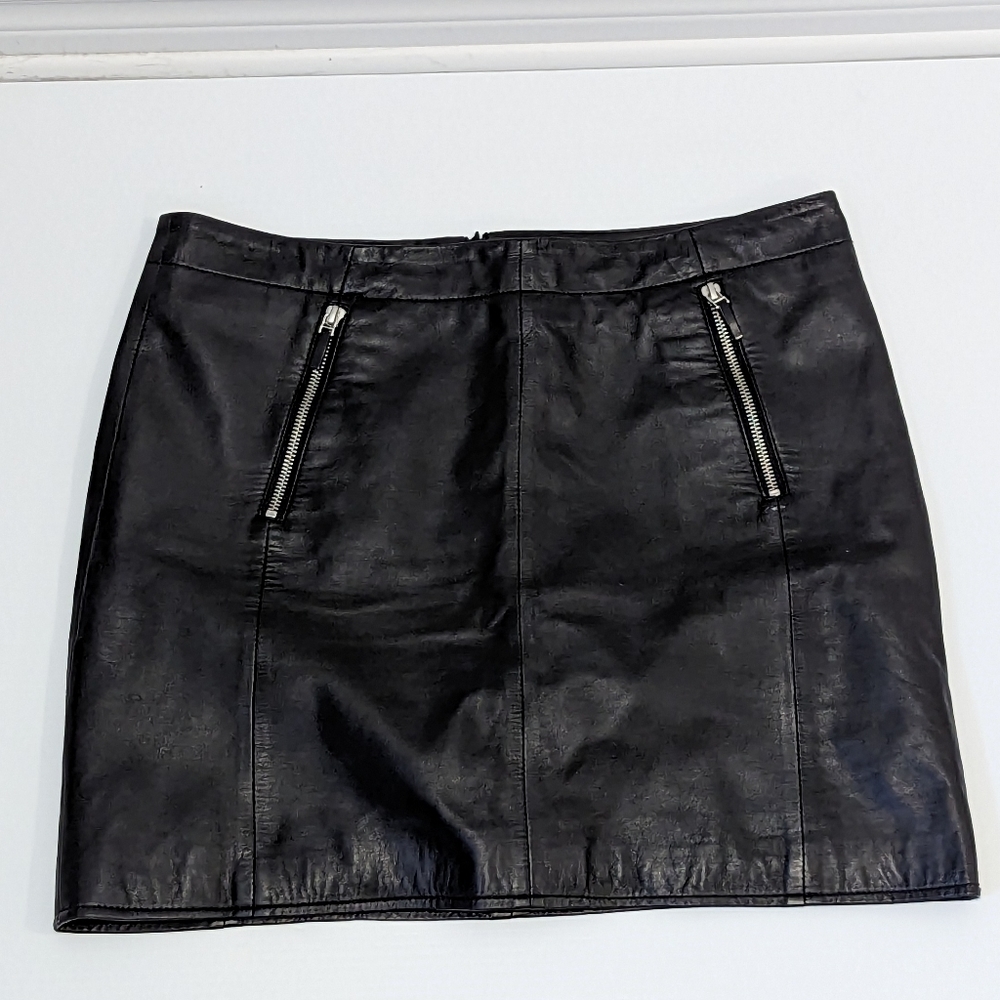 Part Two Black Leather Mini Skirt